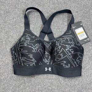 Under Armour High Support SMPRICH Sports Bra Black Print NWT Small